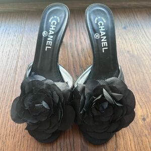 Chanel Black Floral Women's Shoes